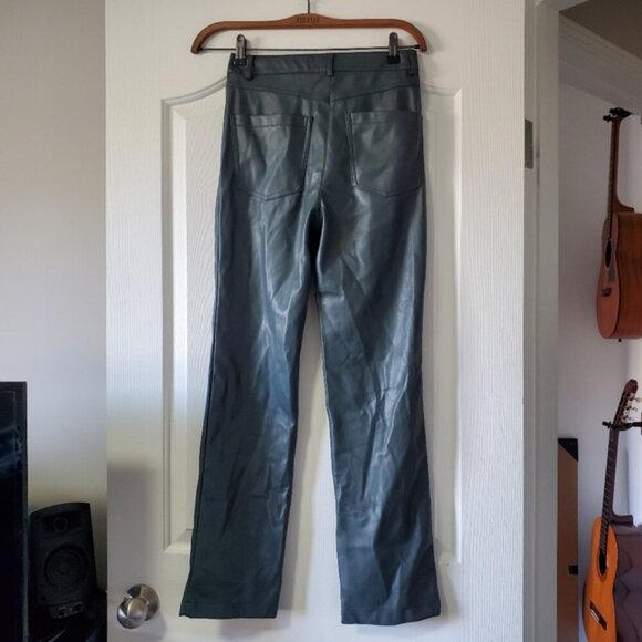 7 for All Mankind Grey Faux Leather Straight Leg Pants XS - Picture 4 of 9